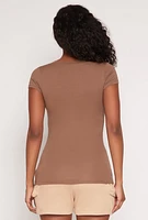 Womens V Neck Basic Short Sleeve Tee,