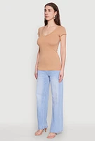 Womens V Neck Basic Short Sleeve Tee,