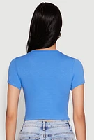 Womens Cropped Short Sleeve Crew Neck Tee,