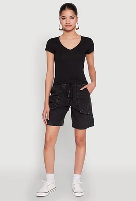 Womens V Neck Short Sleeve Basic Tee,