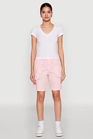 Womens V Neck Short Sleeve Basic Tee, White, Size M
