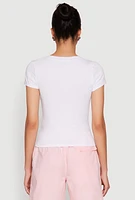 Womens V Neck Short Sleeve Basic Tee, White, Size L