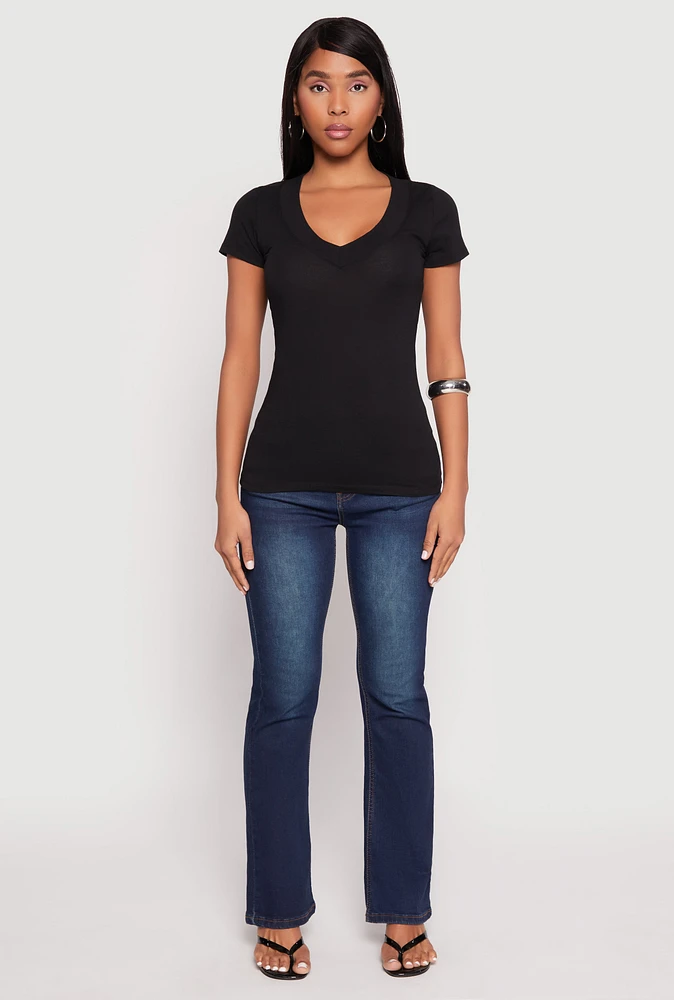 Womens Short Sleeve V Neck T Shirt,