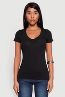 Womens Short Sleeve V Neck T Shirt,