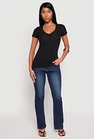 Womens Short Sleeve V Neck T Shirt,