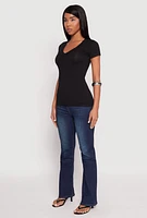 Womens Short Sleeve V Neck T Shirt,