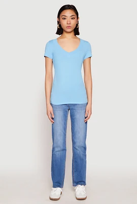 Womens Short Sleeve V Neck T Shirt,