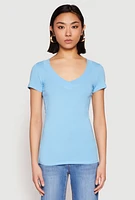 Womens Short Sleeve V Neck T Shirt,