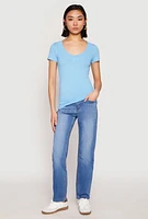 Womens Short Sleeve V Neck T Shirt,