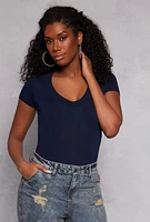 Womens Short Sleeve V Neck T Shirt,