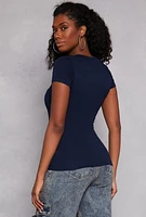 Womens Short Sleeve V Neck T Shirt,