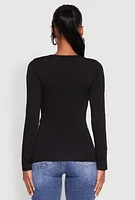 Womens Basic Long Sleeve Crew Neck T Shirt, Black,