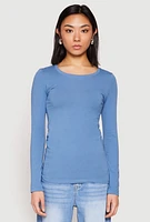 Womens Basic Long Sleeve Crew Neck T Shirt,