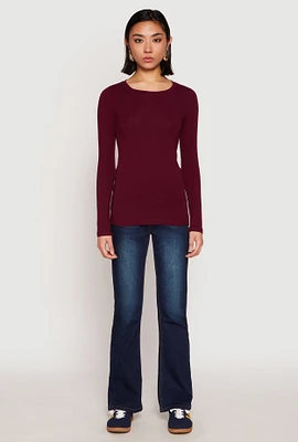 Womens Basic Long Sleeve Crew Neck T Shirt,