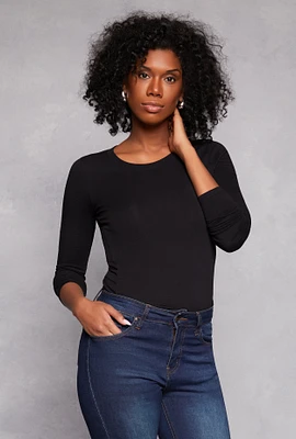 Womens Long Sleeve Crew Neck Top, M