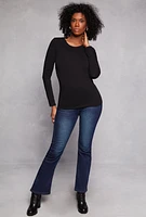 Womens Long Sleeve Crew Neck Top, M