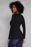 Womens Long Sleeve Crew Neck Top, M