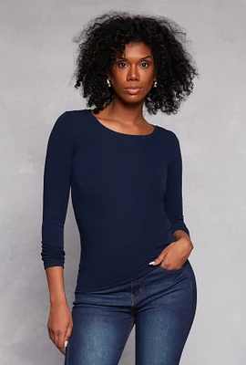 Womens Long Sleeve Crew Neck Top, L