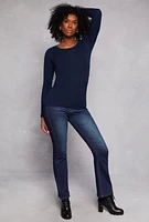 Womens Long Sleeve Crew Neck Top, L