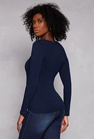 Womens Long Sleeve Crew Neck Top, L
