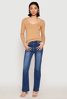 Womens Basic Long Sleeve V Neck Tee,