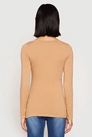 Womens Basic Long Sleeve V Neck Tee,