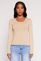 Womens Basic Scoop Neck Long Sleeve Top,