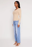 Womens Basic Scoop Neck Long Sleeve Top,