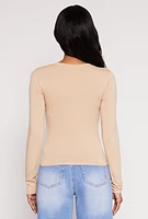 Womens Basic Scoop Neck Long Sleeve Top,