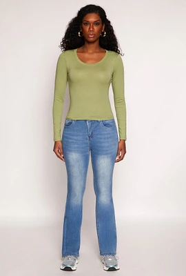 Womens Basic Scoop Neck Long Sleeve Top,