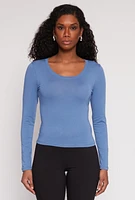 Womens Basic Scoop Neck Long Sleeve Top,