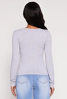 Womens Basic Long Sleeve V Neck Top,