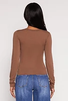 Womens Basic Long Sleeve V Neck Top,