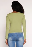 Womens Basic Long Sleeve V Neck Top,