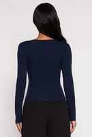 Womens Basic Long Sleeve V Neck Top,