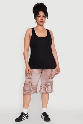 Womens Plus Rib Knit Tank Top,