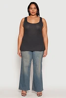 Womens Plus Rib Knit Tank Top,