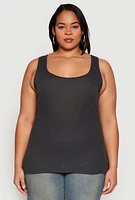 Womens Plus Rib Knit Tank Top,