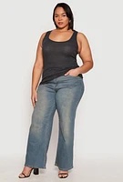 Womens Plus Rib Knit Tank Top,
