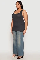 Womens Plus Rib Knit Tank Top,