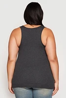 Womens Plus Rib Knit Tank Top,