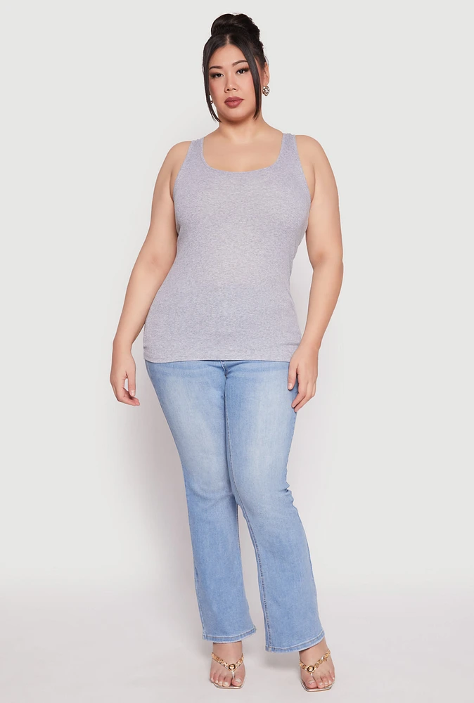 Womens Plus Rib Knit Tank Top,