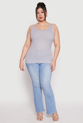 Womens Plus Rib Knit Tank Top,