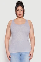 Womens Plus Rib Knit Tank Top,