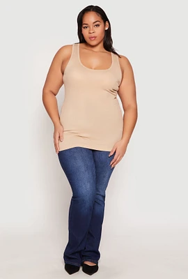 Womens Plus Rib Knit Tank Top,