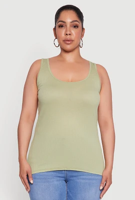 Womens Plus Rib Knit Tank Top,