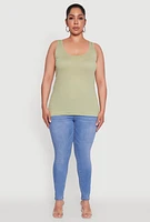 Womens Plus Rib Knit Tank Top,