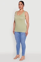 Womens Plus Rib Knit Tank Top,