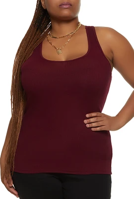 Womens Plus Rib Knit Tank Top,