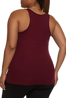 Womens Plus Rib Knit Tank Top,